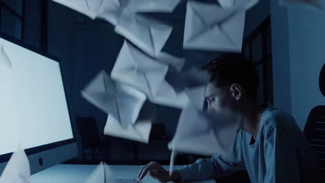 person working late on computer