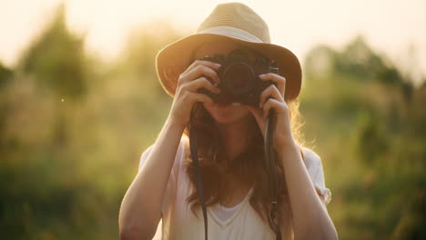 girl captures nature with a happy heart