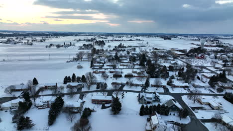 town in usa covered in winter snow