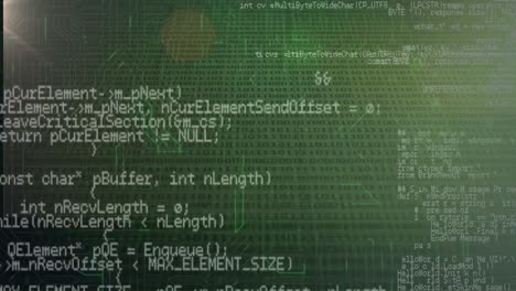 Animation-of-binary-coding,-data-processing-over-glowing-computer-circuit-board