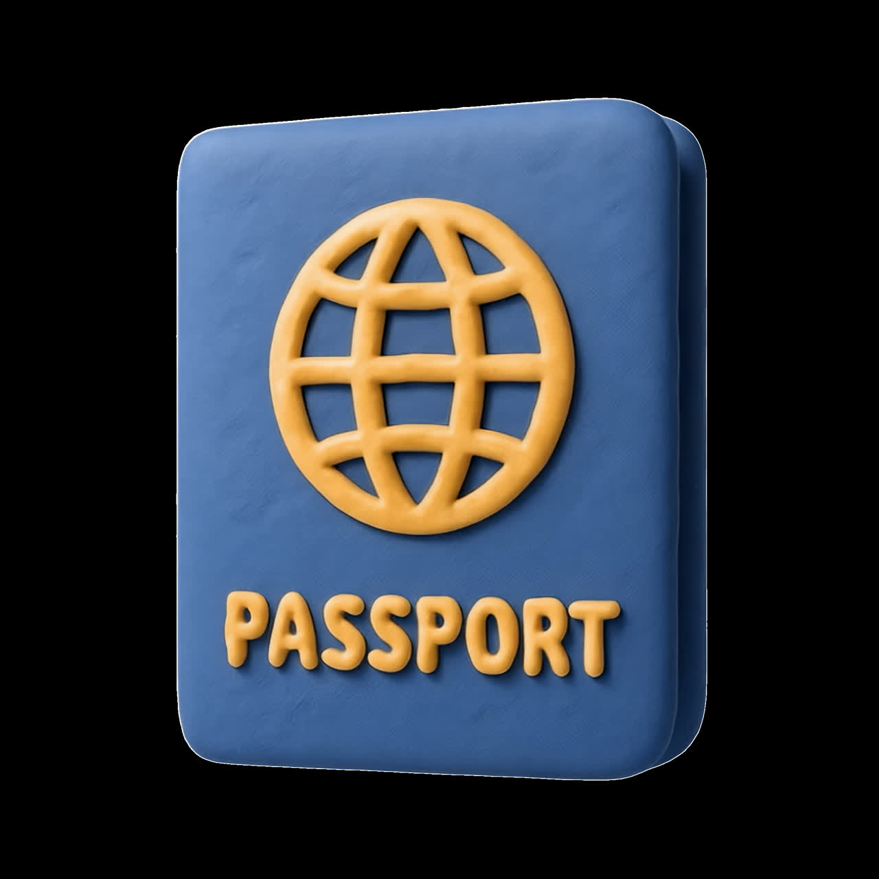 3D Animated Clay Passport Icon Rotating on Alpha Channel