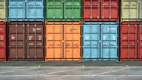 pile di container di merci, che si muovono lungo una linea di container, anello senza cuciture