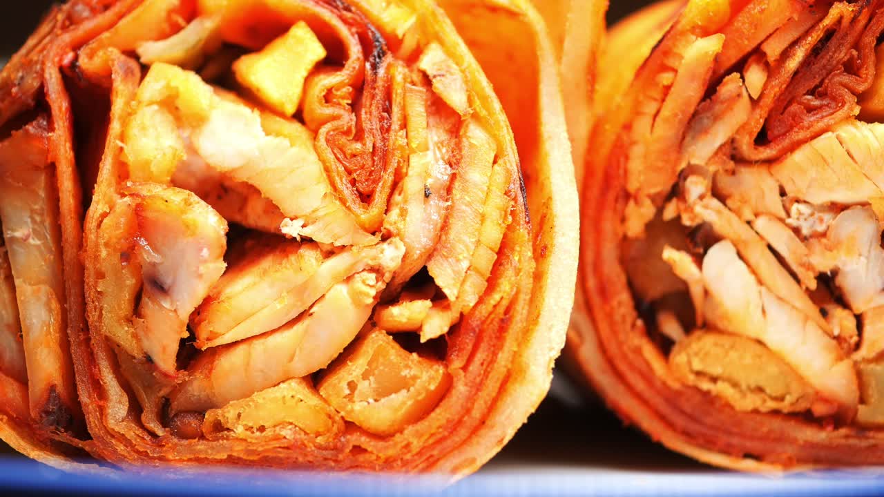Close-up of Chicken Shawarma Wraps