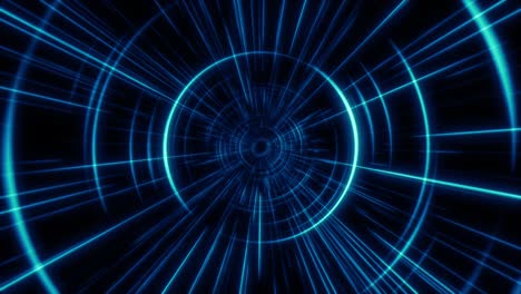 tecnología abstracta túnel geométrico en movimiento. fondo de color azul digital futurista