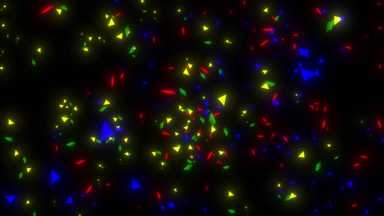 Coriandoli colorati che cadono su uno sfondo nero.
