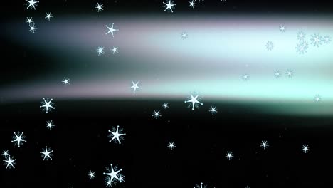 animación de la nieve que cae en navidad sobre la aurora