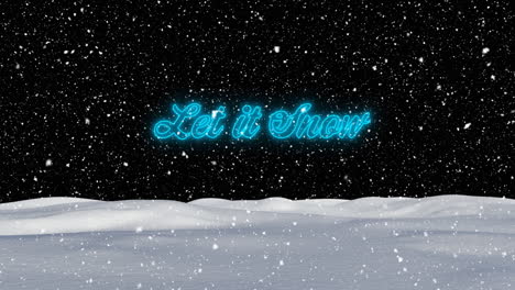 animation of let it snow text over snow falling and winter landscape at christmas