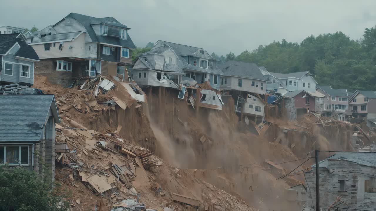 Landslide Damage in Residential Area