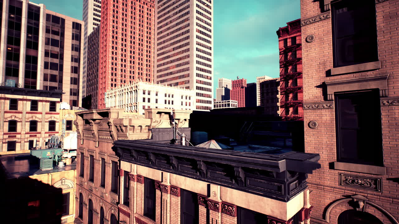 도시 건물의 도시 풍경