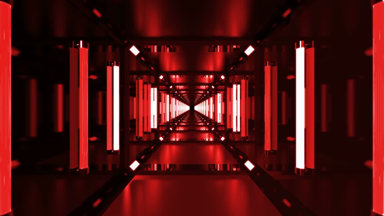 túnel de discoteca abstracto con bucle tecnológico rojo