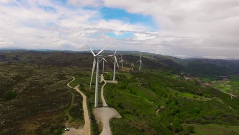 Windturbine,-Windpark,-Luftbild