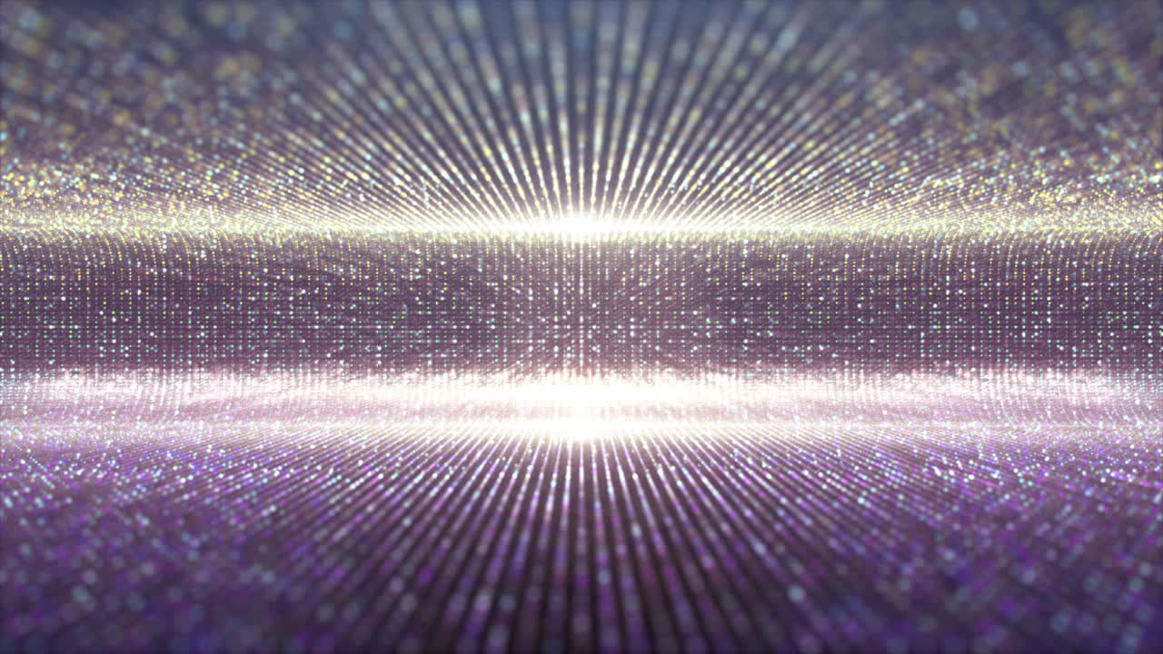 Grafica animata avanzata con particelle scintillanti in movimento e un motivo di luci eleganti per spettacoli teatrali e sfondo in loop per video jockey.
