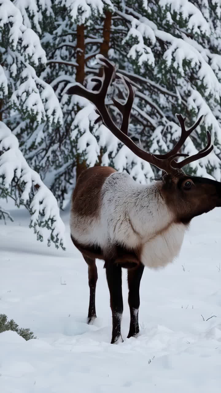 Le renne in una foresta innevata