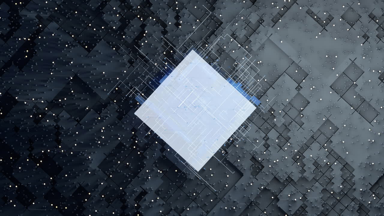 Blocks and circuits, materials science and technology, 3d rendering.