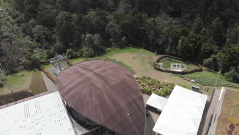 top view of the arvi metrocable station in medellin, colombia - aerial drone shot