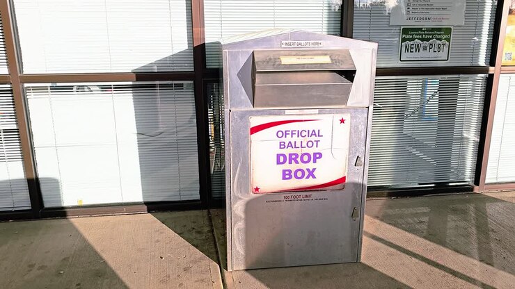 Voting Booth Election Box for Casting Mail-in Ballots, Official Ballot Drop Box Sign for an American Democratic Presidential Election or Other Government Legislation