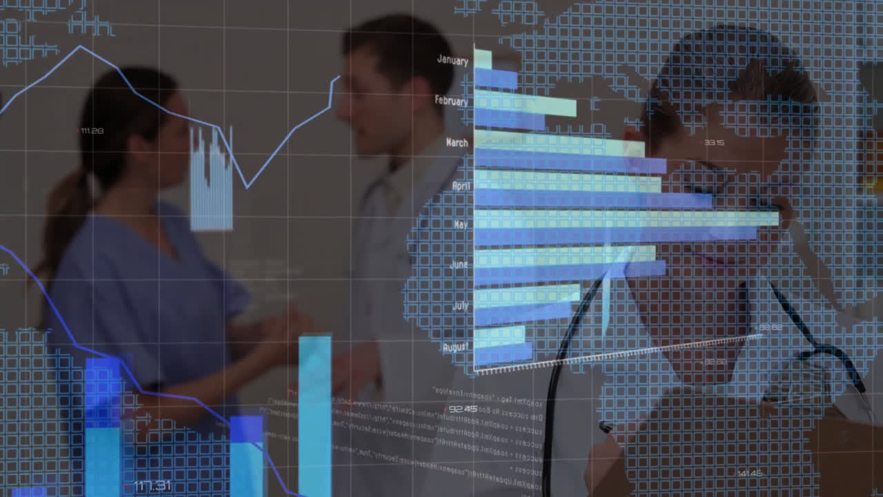 animación del procesamiento de datos sobre diversos médicos