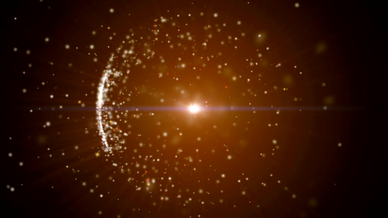 fondo de navidad con forma circular formada por pequeñas partículas de estrellas de copos de nieve. uhd 4k 3840x2160