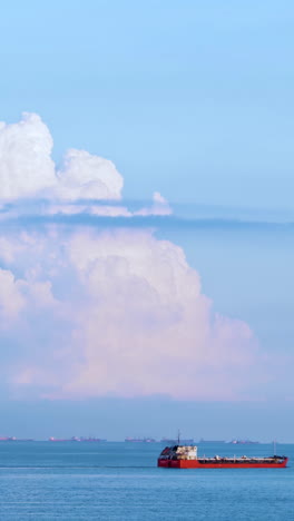 ocean landscape with clouds and ship