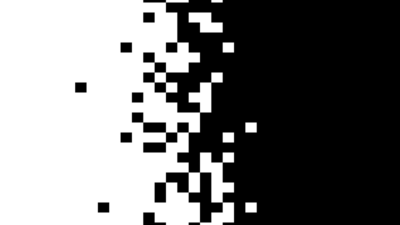 Effetto di transizione digitale pixelato in bianco e nero