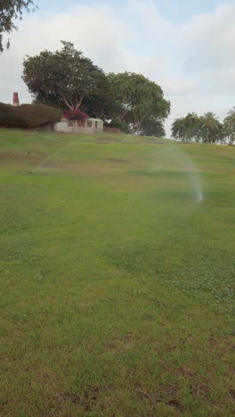 automatic irrigation of a park lawn