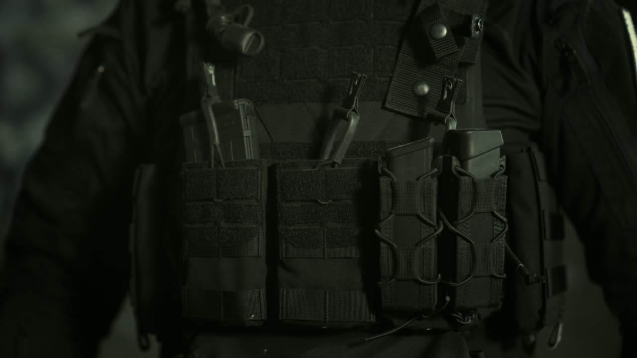 Tactical Vest and Gear, Night Close-up
