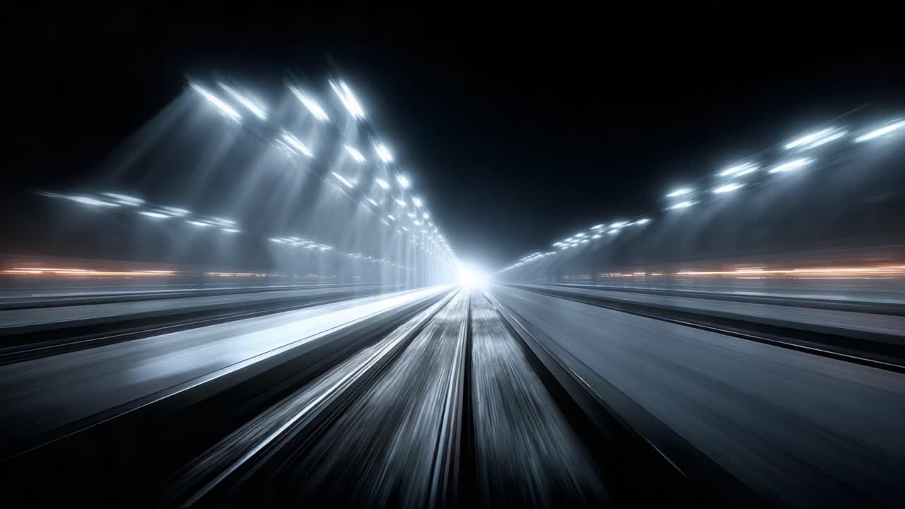 Rapid Motion Through a Tunnel: A Stunning Visual Experience of Light and Speed Captured in Two Frames Blending the Essence of Journey and Movement