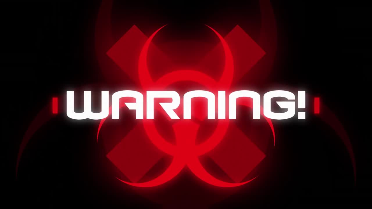 animación de la advertencia escrita sobre el signo de peligro para la salud sobre fondo negro