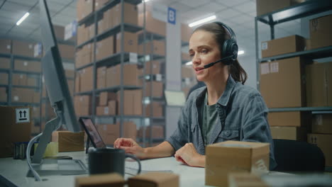 warehouse employee on a customer support call