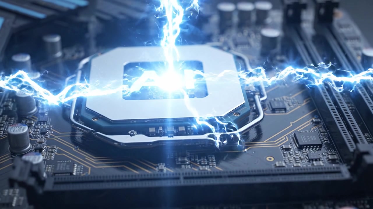 Detailed Close-Up View of a Modern Computer Motherboard Featuring Advanced Chipset Technology and Impressive Circuitry Designed for High-Performance Computing