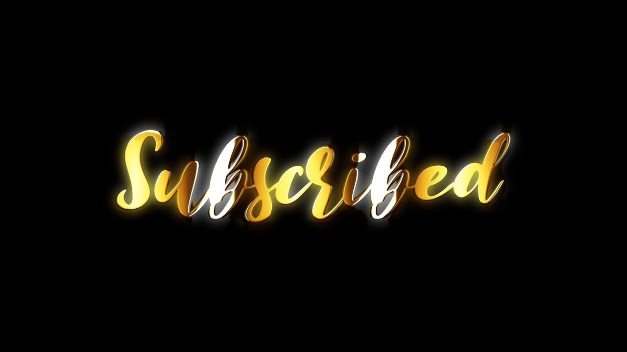 texto dorado suscrito con efecto de elemento de animación de movimiento ligero. 4k bucle sin costuras aislado texto de animación video transparente con canal alfa utilizando prores quicktime 444.