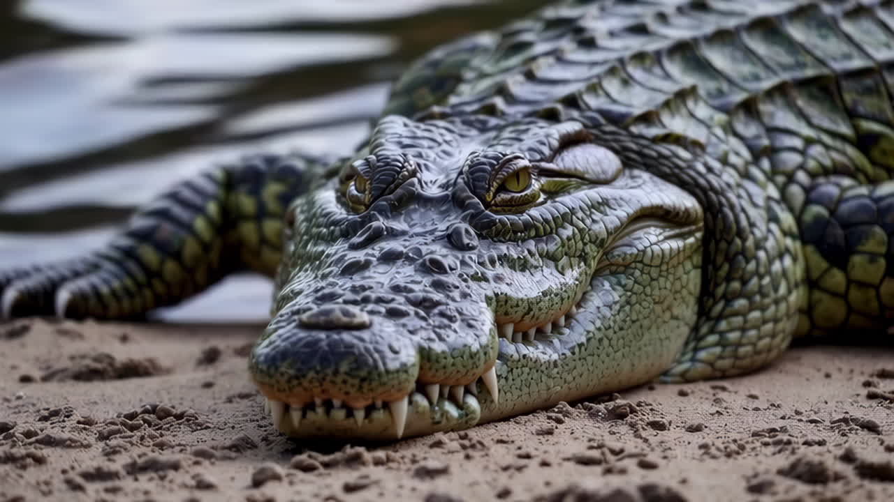 cocodrilo descansando en la arena