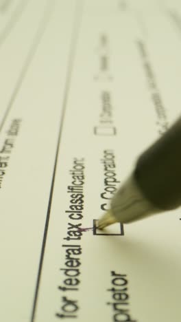 tax form filled with pen