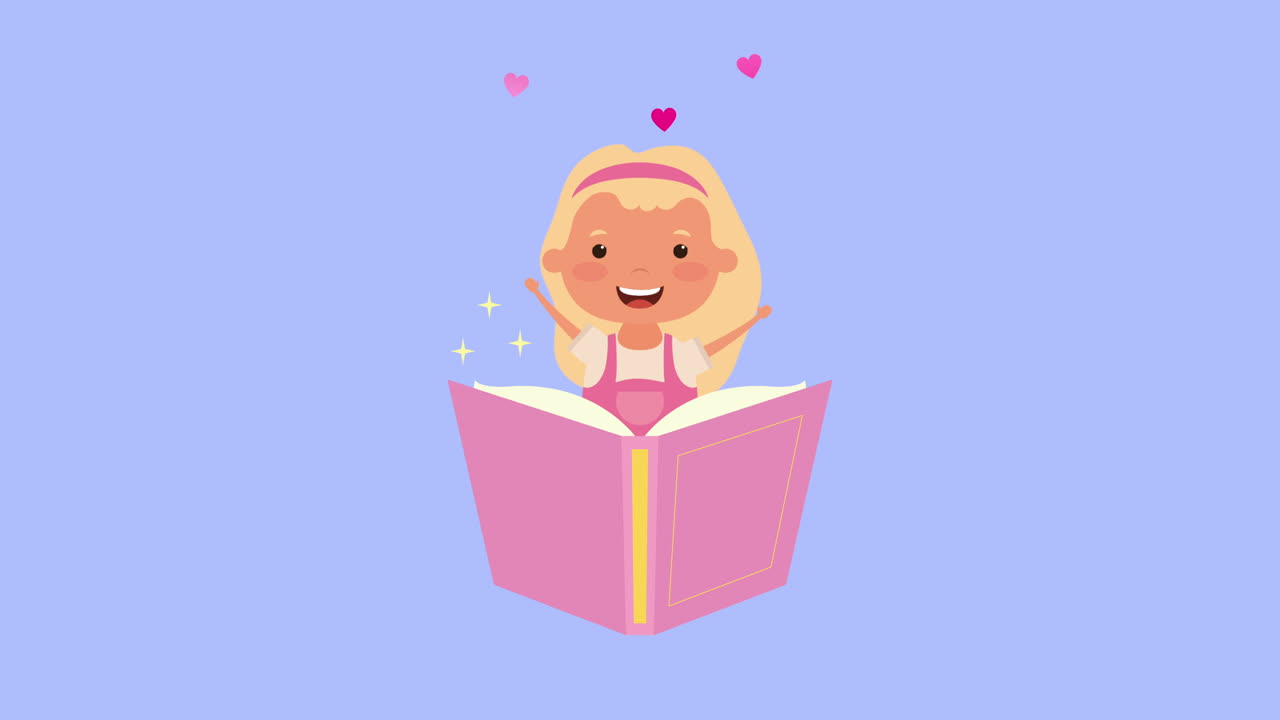 personaje de una niña leyendo un libro