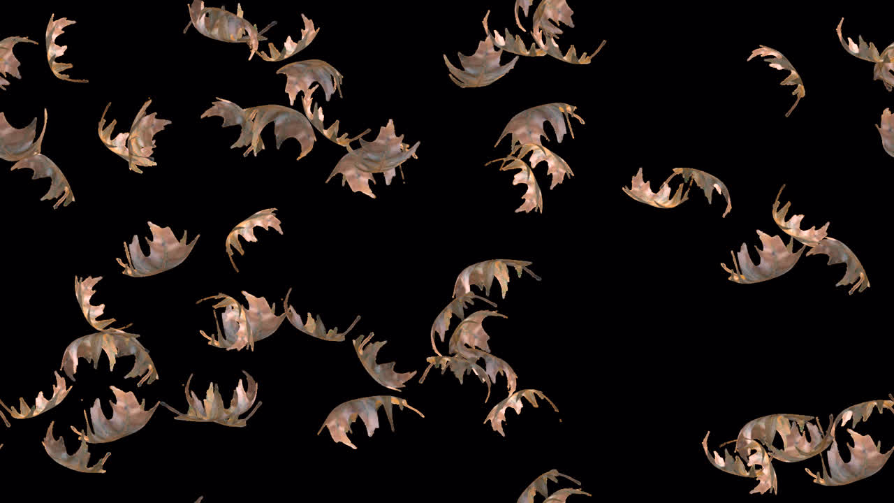 잎은 바람으로 떨어지고, 루프 타일은 알파와 함께 회전합니다.