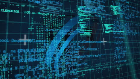 animazione dell'elaborazione dei dati e globe over gird