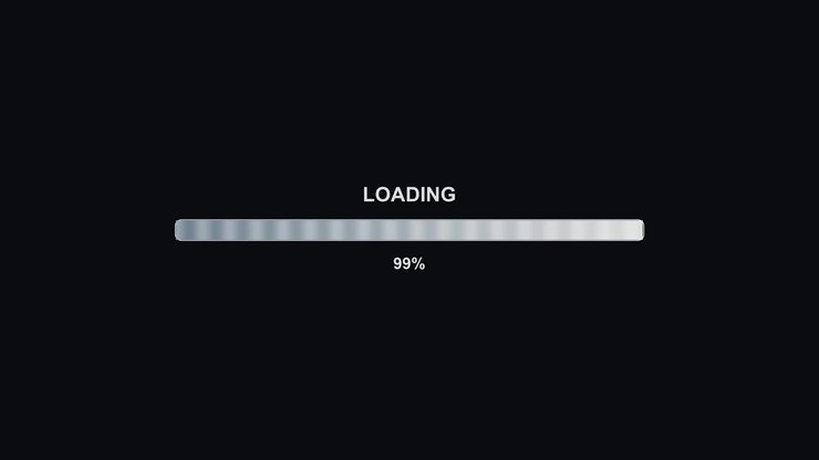 A progress bar animation shows the loading status for a streamer or video creator. The screen displays a dark background while the progress bar completes to one hundred percent