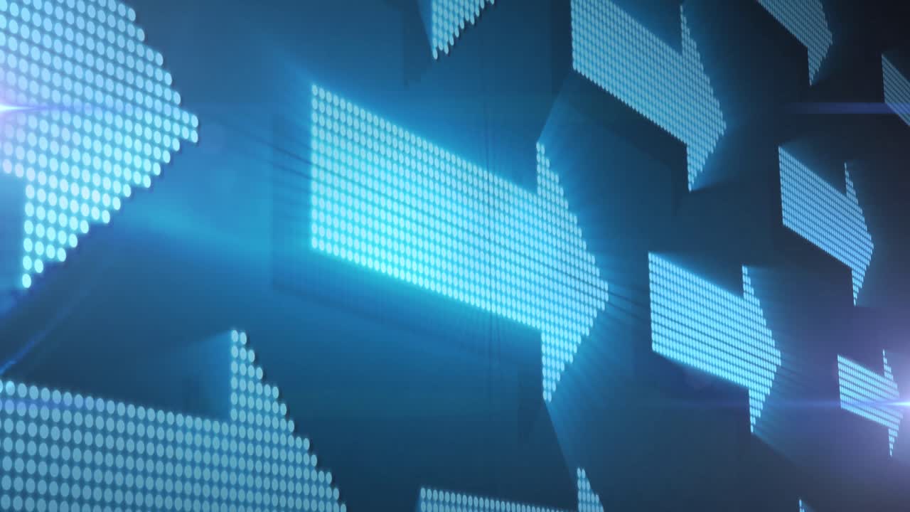 빛나는 파란색 화살표로 디지털 인터페이스의 애니메이션