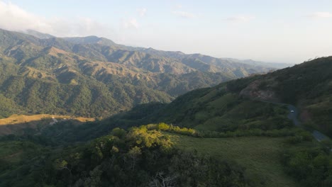 aerial reveal endless green mountain valley landscape monteverde costa rica central america