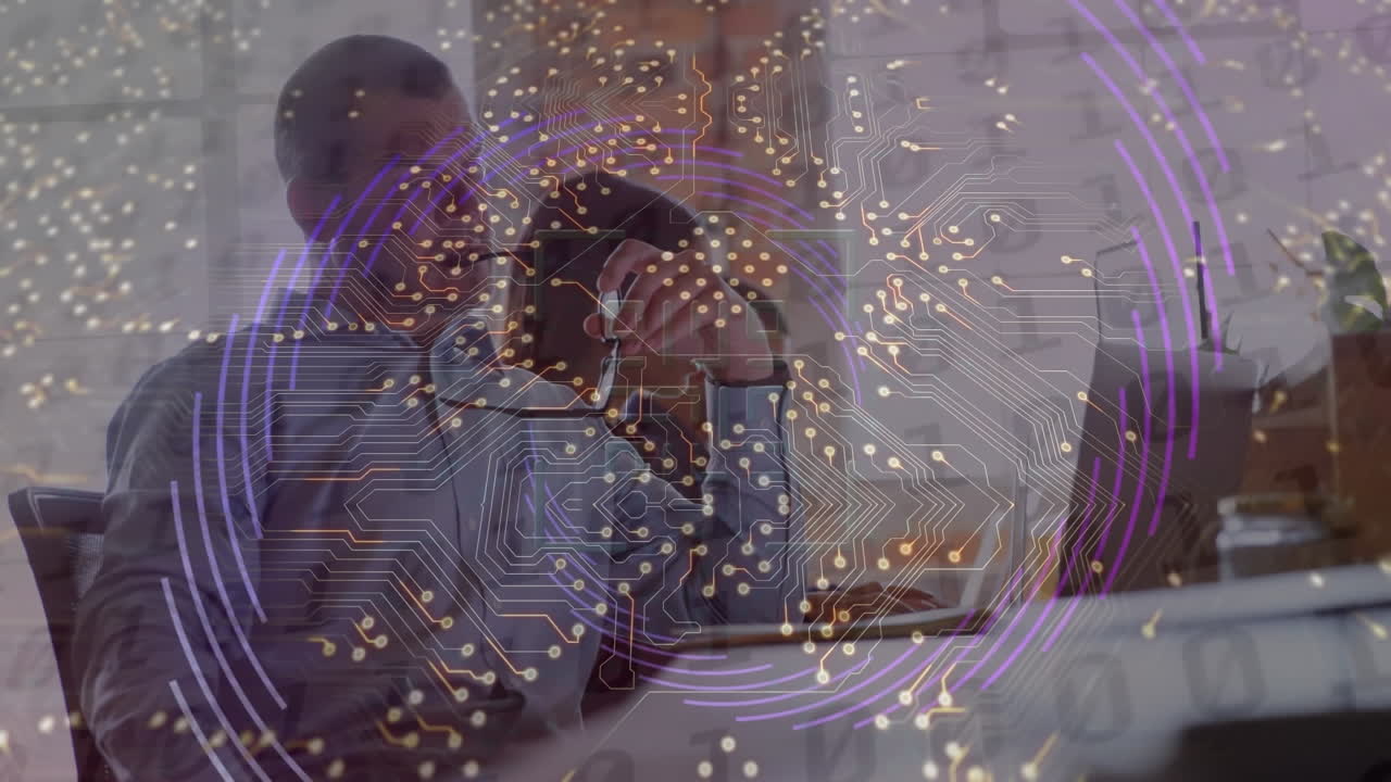 Animation of statistics and data processing over cityscape