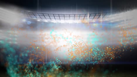 animation of colorful spots over stadium