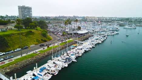 drone view of oceanside harbor bike parade