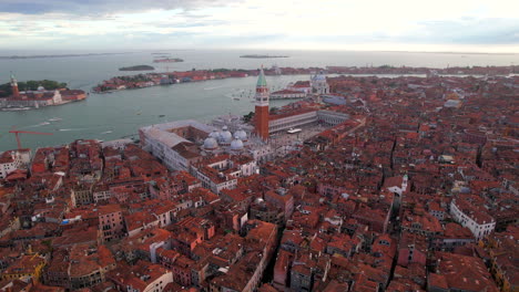 beautiful basilica di san marco and square in venice. aerial dolly in