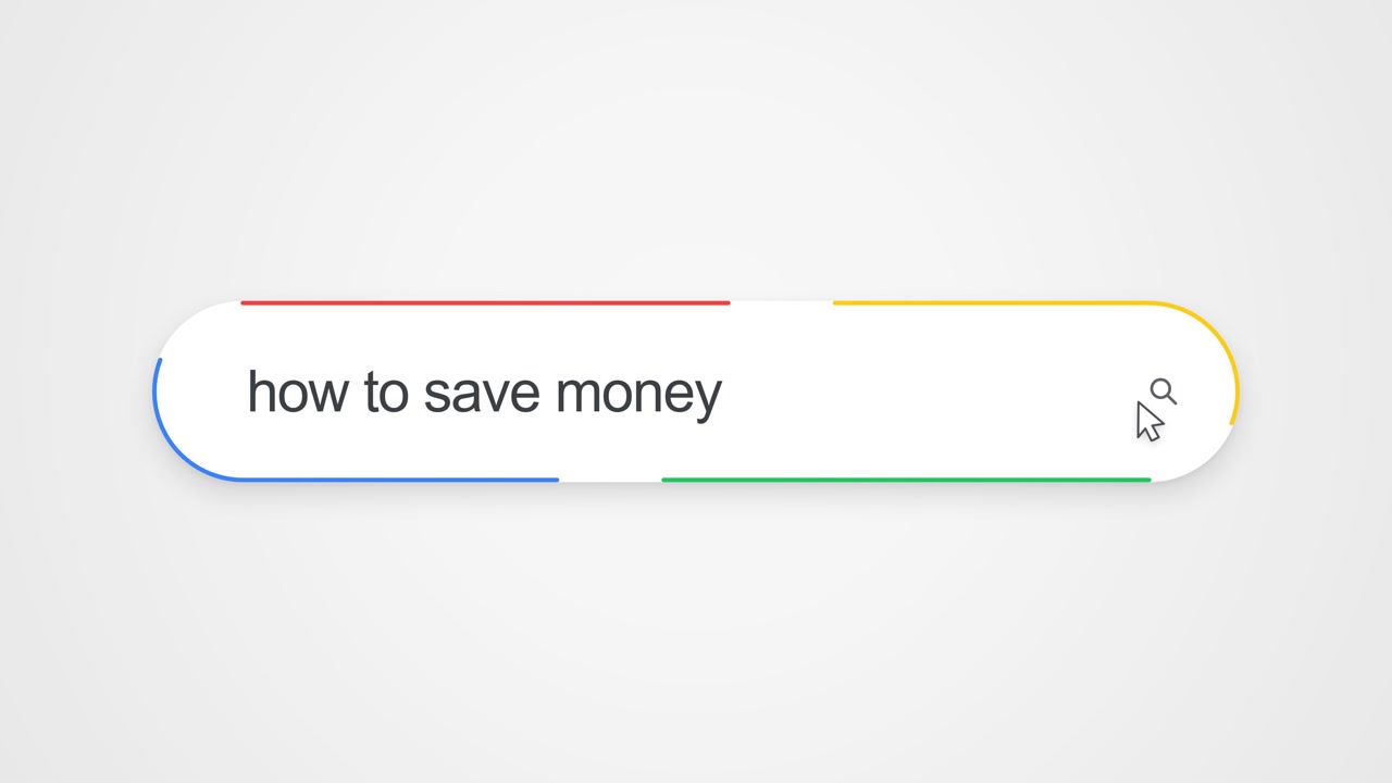 Typing How To Save Money Into A Search Engine Bar On A Computer Interface. Close-up Shot