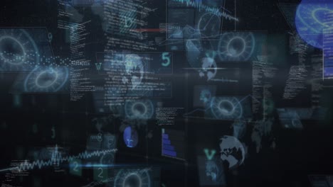 animación del procesamiento de datos sobre un fondo negro