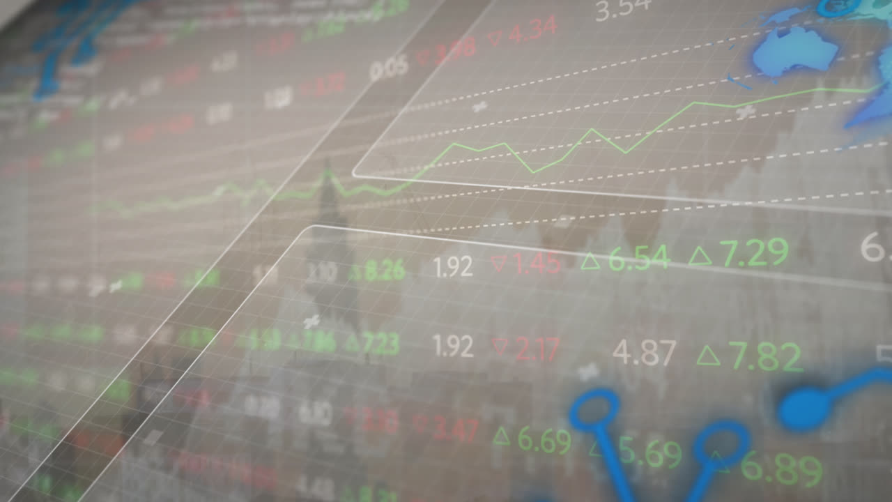 animación del procesamiento de datos sobre el paisaje urbano