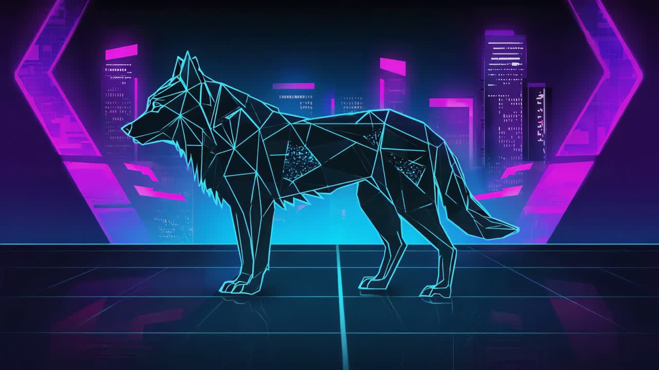 Cyberpunk Wolf in a Futuristic City