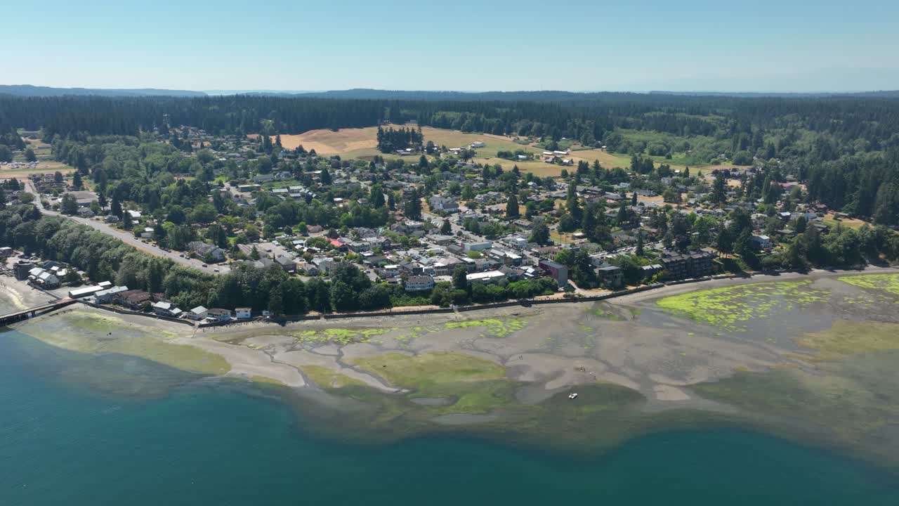 amplia vista aérea de una ciudad en la isla whidbey durante la marea baja
