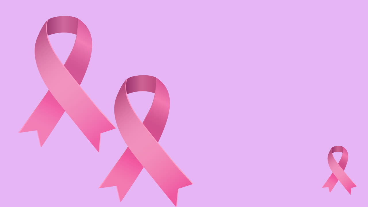 animación de un logotipo de cinta rosa múltiple que aparece sobre un fondo rosa