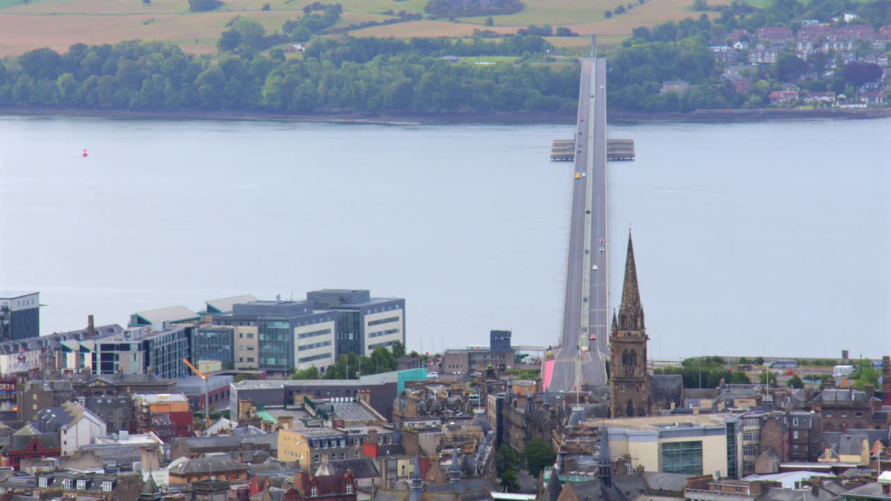right of frame Long shot of the A92 Tay Road bridge at Dundee